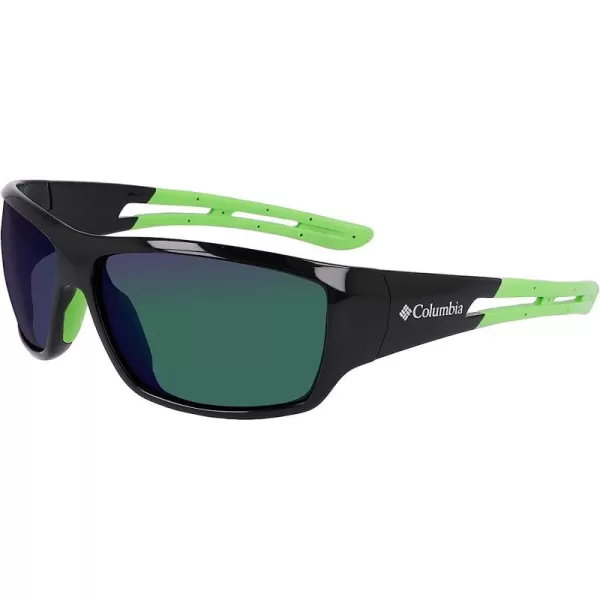 imageColumbia Mens Utilizer Wrap SunglassesShiny Black amp GreenGreen Mirror