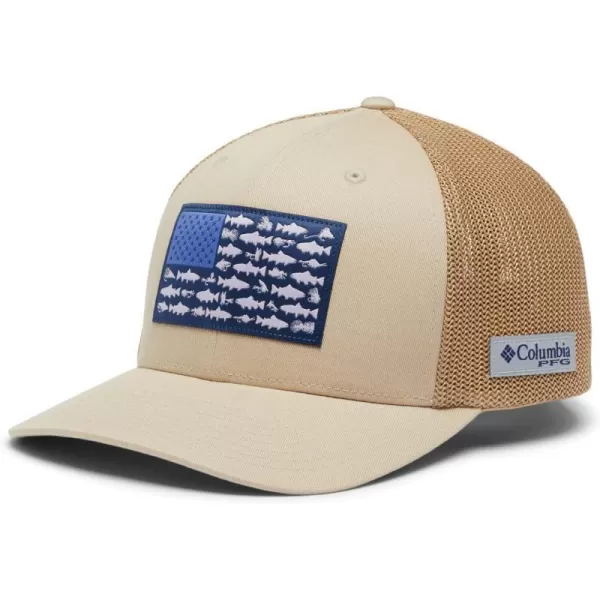 imageColumbia PFG Mesh Canada Fish Flag StretchFit HatAncient FossilTrout Flag