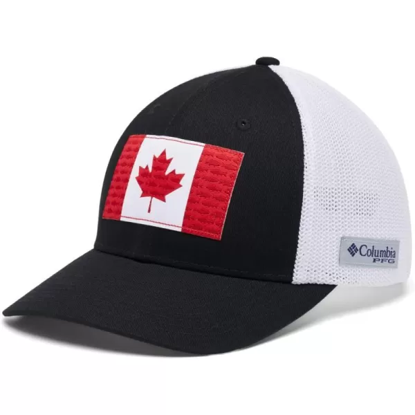 imageColumbia PFG Mesh Canada Fish Flag StretchFit HatBlack  Canada Flag