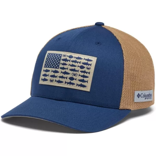 imageColumbia PFG Mesh Canada Fish Flag StretchFit HatCarbonAncient FossilPNW Flag