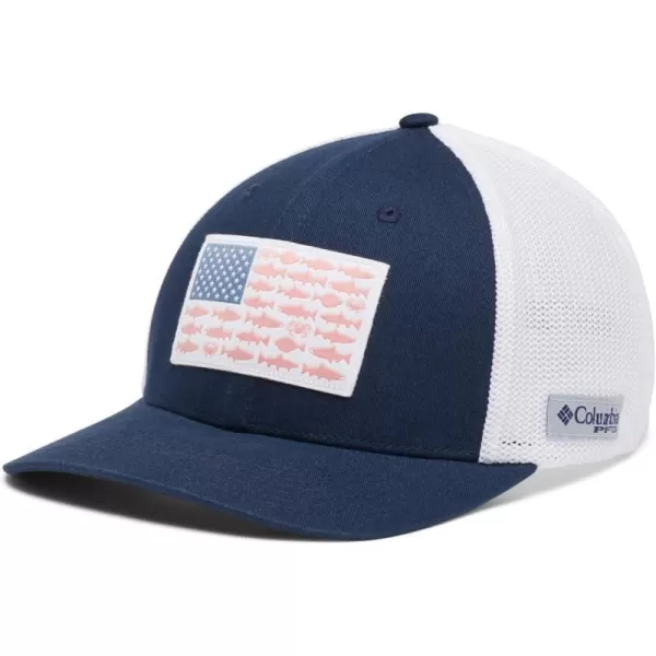 imageColumbia PFG Mesh Canada Fish Flag StretchFit HatCollegiate Navy  Pnw Flag