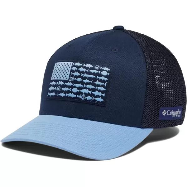 imageColumbia PFG Mesh Canada Fish Flag StretchFit HatCollegiate NavyAgate BlueMid Atlantic Flag