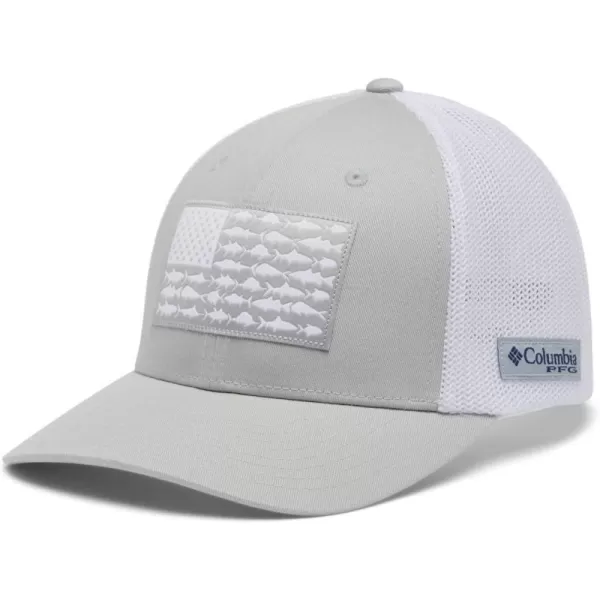 imageColumbia PFG Mesh Canada Fish Flag StretchFit HatCool GreyWhiteUS Fish Flag