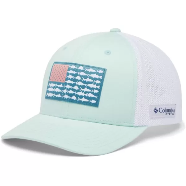 imageColumbia PFG Mesh Canada Fish Flag StretchFit HatIcy MornWhiteUs Fish Flag