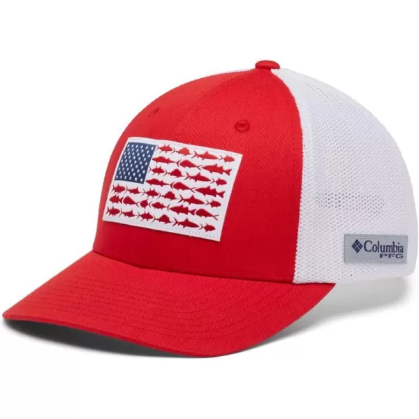 imageColumbia PFG Mesh Canada Fish Flag StretchFit HatRed SparkWhiteUS Fish
