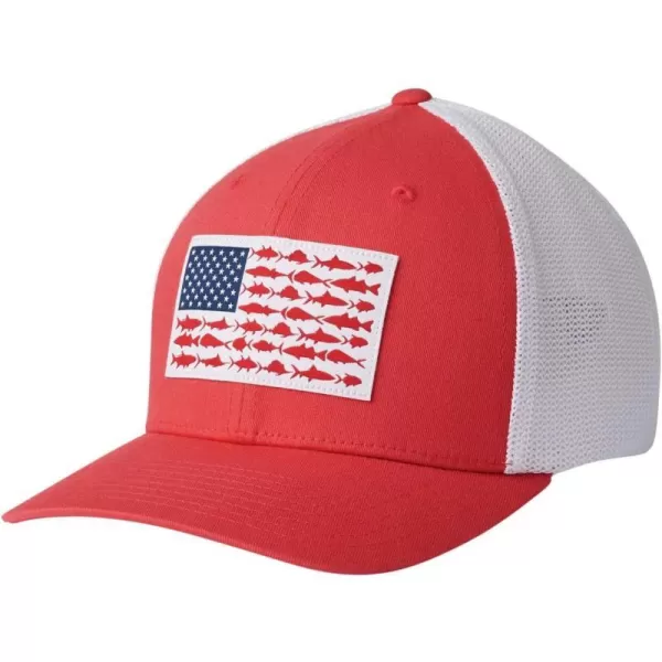 imageColumbia PFG Mesh Canada Fish Flag StretchFit HatSunset Red White