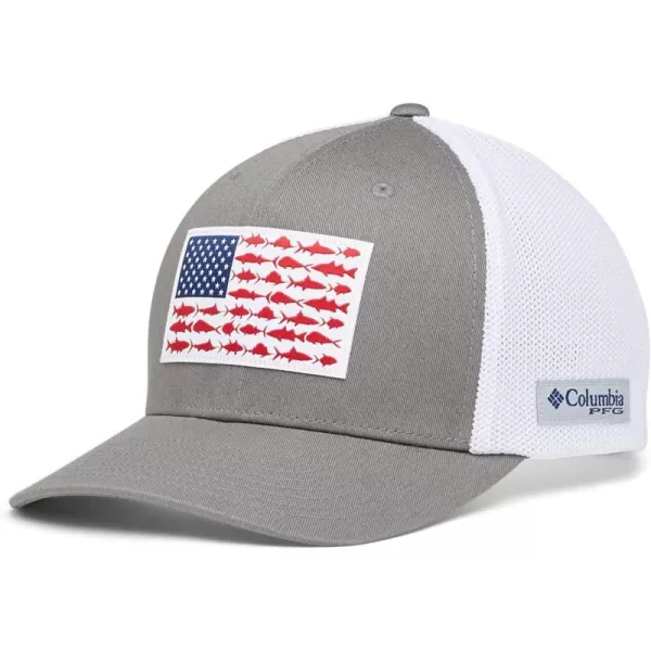 imageColumbia PFG Mesh Canada Fish Flag StretchFit HatTitaniumWhite