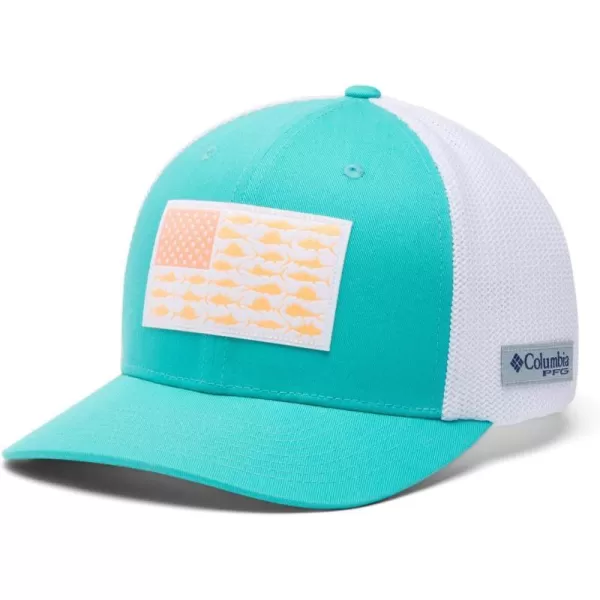imageColumbia PFG Mesh Canada Fish Flag StretchFit HatTurquoise  Offshore Slam Flag
