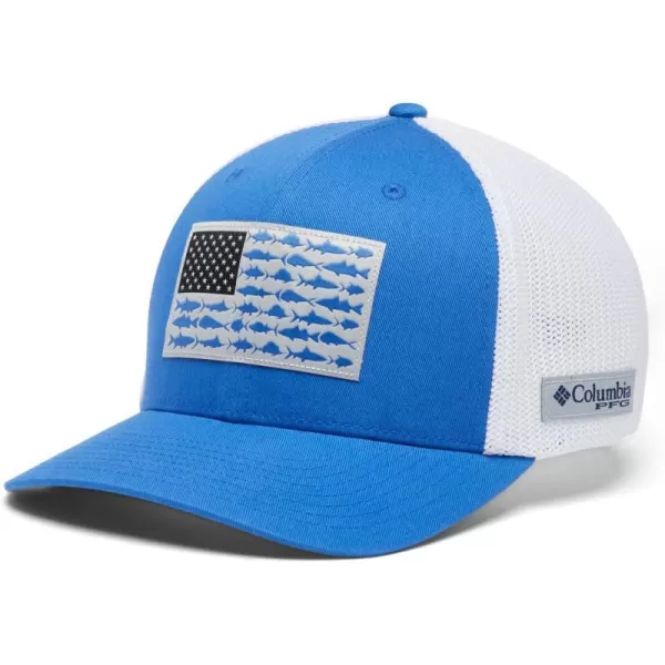 imageColumbia PFG Mesh Canada Fish Flag StretchFit HatVivid BlueWhiteUS Fish Flag
