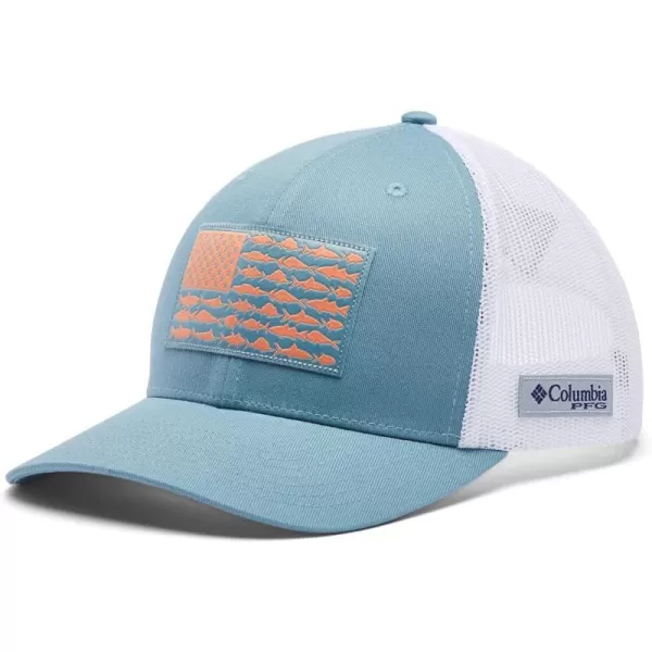 imageColumbia UnisexAdult Pfg Fish Flag Mesh Snap BackStormBright NectarUs Fish Flag