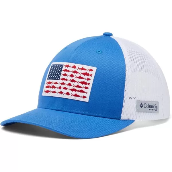 imageColumbia UnisexAdult Pfg Fish Flag Mesh Snap BackVivid BlueWhite