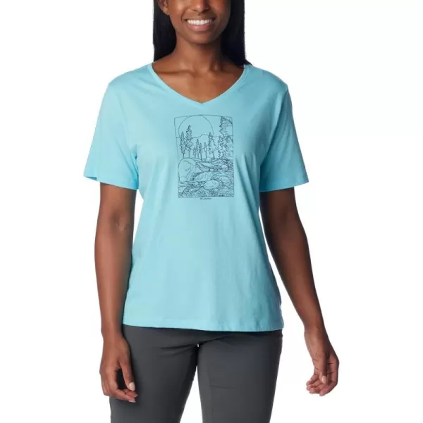 imageColumbia Womens Bluebird Day Relaxed V NeckAquamarine HeatherRocky Road