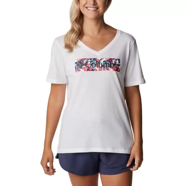 imageColumbia Womens Bluebird Day Relaxed V NeckWhiteTyphoon Blooms Framed