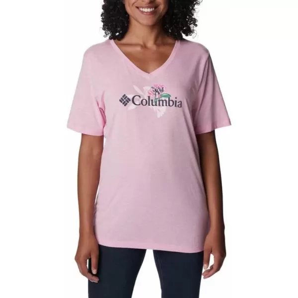 imageColumbia Womens Bluebird Day Relaxed V NeckWild Rose HeatherJubilant Flower Graphic