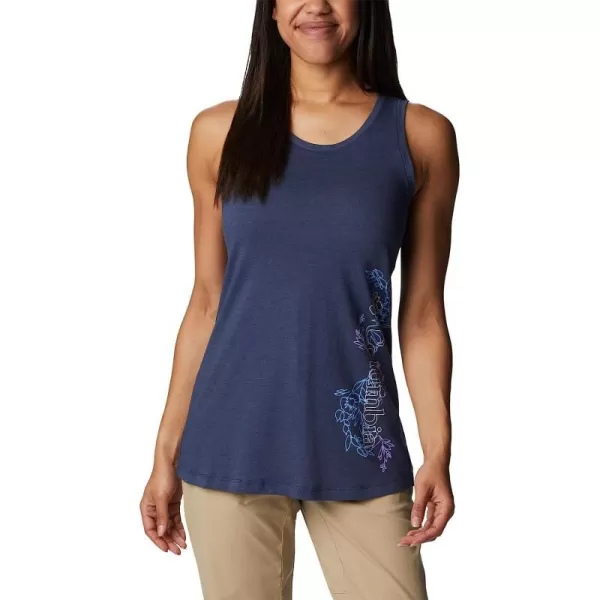 imageColumbia Womens Bluff Mesa Tank Top Lightweight Comfort StretchNocturnal HeatherBlooming Lines Graphic