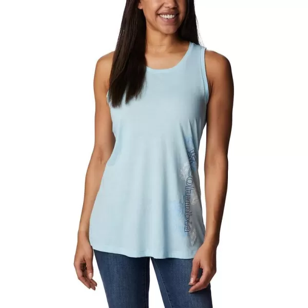 imageColumbia Womens Bluff Mesa Tank Top Lightweight Comfort StretchSpring Blue HeatherBlooming Lines Graphic