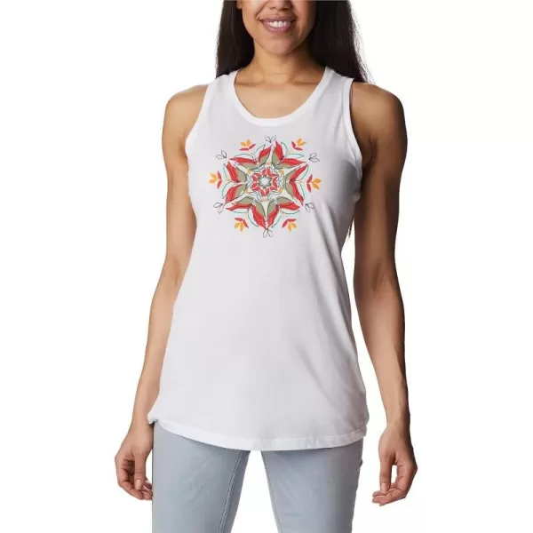 imageColumbia Womens Bluff Mesa Tank Top Lightweight Comfort StretchWhiteFloral Landscape