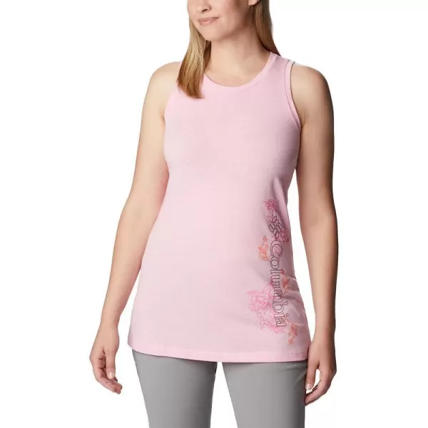 imageColumbia Womens Bluff Mesa Tank Top Lightweight Comfort StretchWild Rose HeatherBlooming Lines Graphic