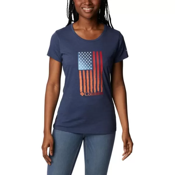 imageColumbia Womens Daisy Days Short Sleeve Graphic TeeNocturnal HeatherWatercolor Flag Graphic