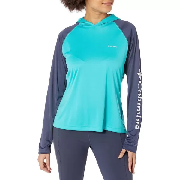 imageColumbia Womens Fork Stream Long Sleeve HoodieBright AquaNocturnalWhite Logo