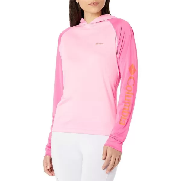 imageColumbia Womens Fork Stream Long Sleeve HoodieWild RoseWld GrnmSnst Orng Logo