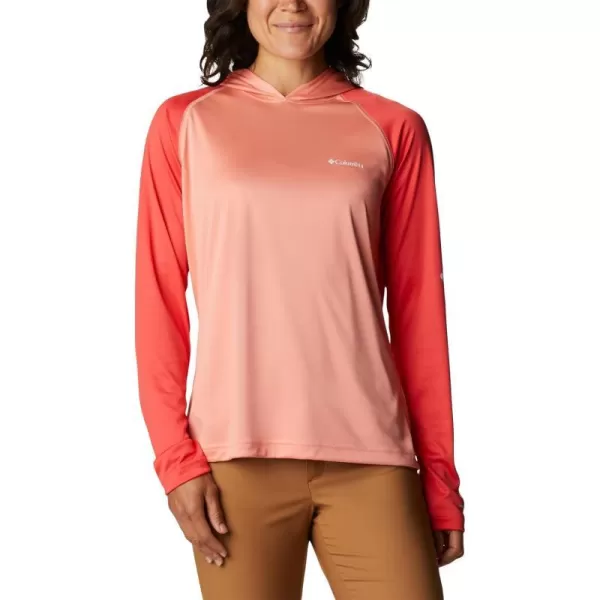 imageColumbia Womens Fork Stream Ls HoodieCoral ReefRed HibiscusWhite Logo