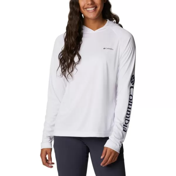 imageColumbia Womens Fork Stream Ls HoodieWhiteDark Nocturnal Logo