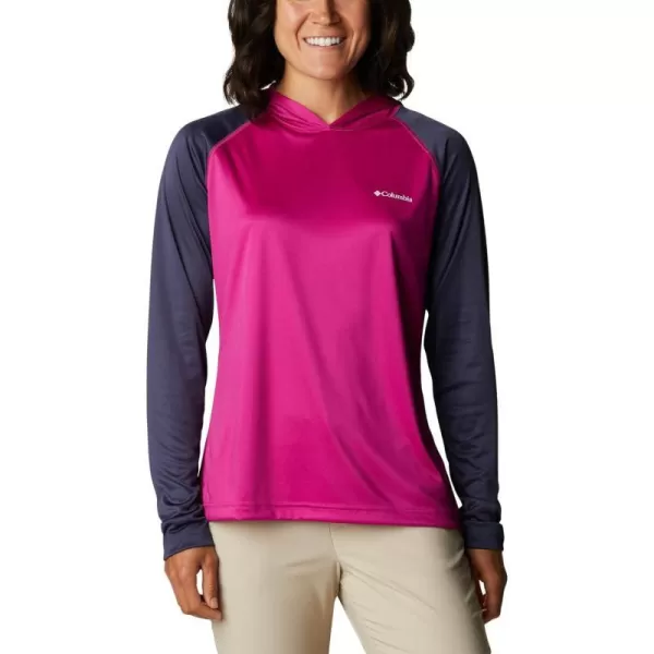 imageColumbia Womens Fork Stream Ls HoodieWild FuchsiaNocturnalWhite Logo