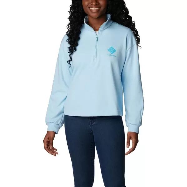imageColumbia Womens Logo French Terry Half ZipSpring BlueAtoll Logo