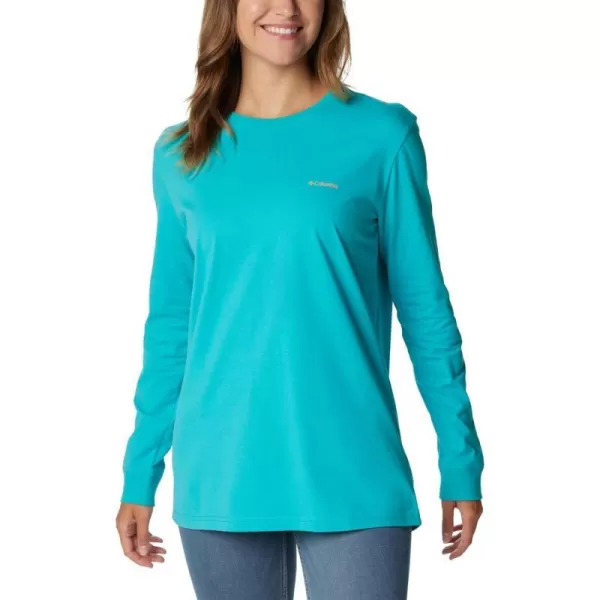 imageColumbia Womens North Cascades Back Graphic Long Sleeve TeeBright Aqua  College Life