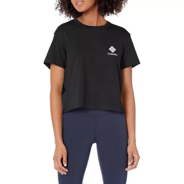 imageColumbia Womens North Cascades Cropped TeeBlackFramed Halftone Logo Graphic