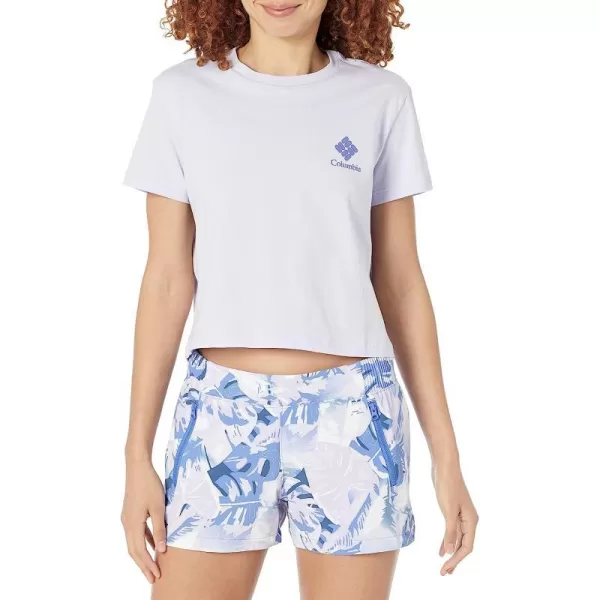 imageColumbia Womens North Cascades Cropped TeePurple TintFramed Halftone Logo Grx
