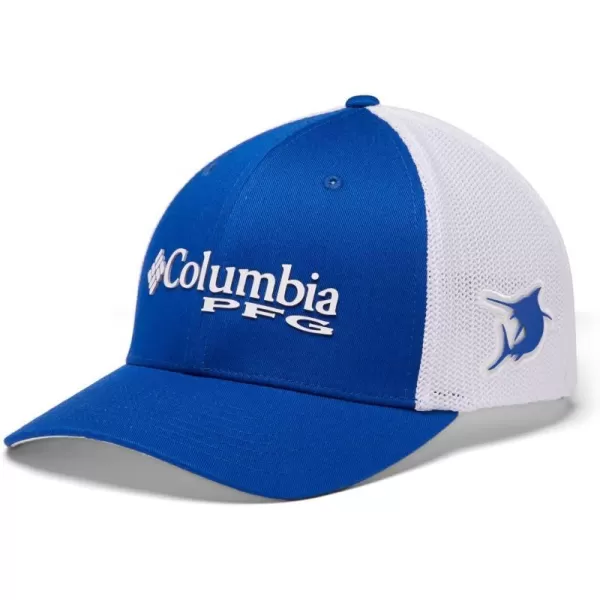 imageColumbia Womens PFG Logo Mesh Ball CapHigh CrownBlue Macaw White Marlin
