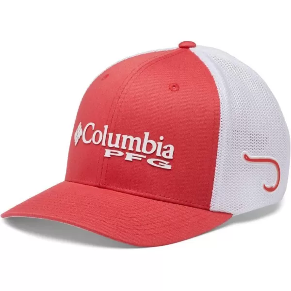 imageColumbia Womens PFG Logo Mesh Ball CapHigh CrownRed Hibiscus White Hook