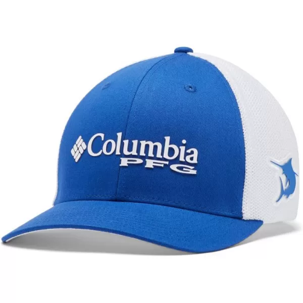 imageColumbia Womens PFG Logo Mesh Ball CapHigh CrownTanzanite White Marlin