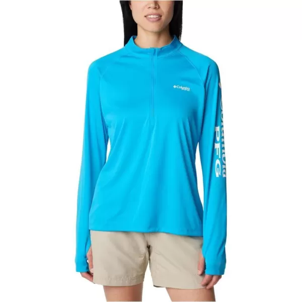 imageColumbia Womens Tidal Tee 14 ZipOcean BlueWhite Logo