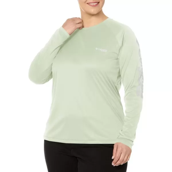 imageColumbia Womens Tidal Tee Ii Long SleeveLight Lime HeatherWhite Logo