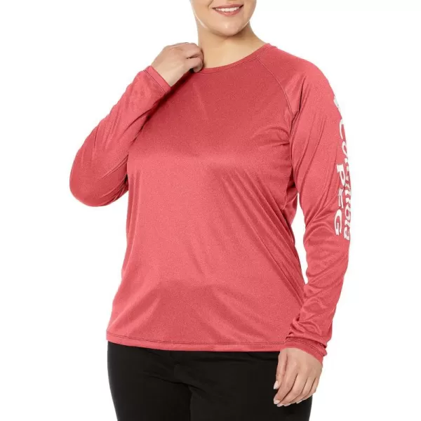 imageColumbia Womens Tidal Tee Ii Long SleeveRed Lily HeatherWhite Logo