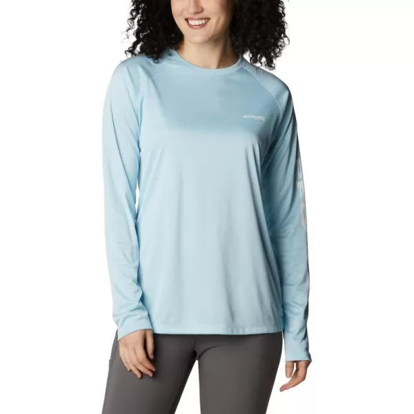 imageColumbia Womens Tidal Tee Ii Long SleeveSpring Blue HeatherWhite Logo