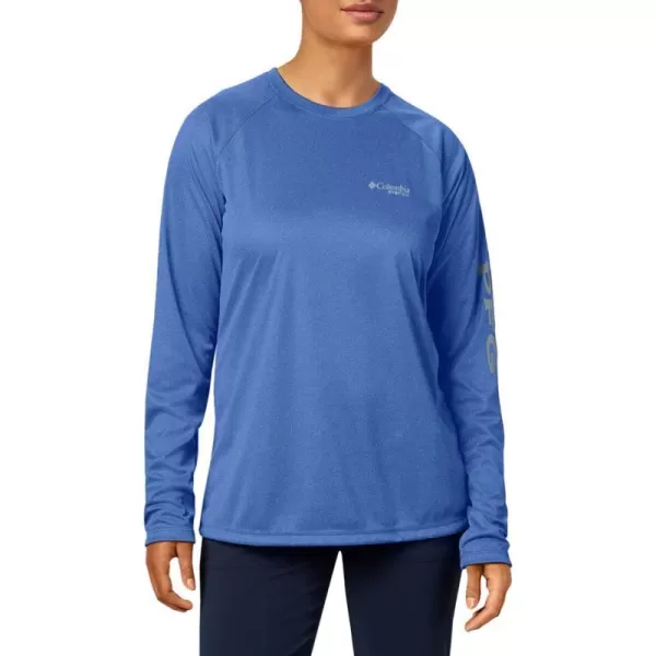 imageColumbia Womens Tidal Tee Ii Long SleeveVivid Blue HeatherWhite Logo
