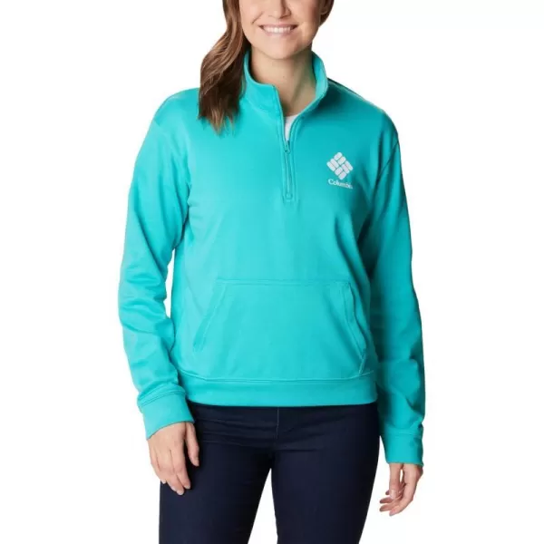 imageColumbia Womens Trek French Terry Half ZipBright AquaNocturnal Csc Stacked Logo