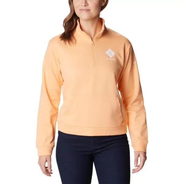 imageColumbia Womens Trek French Terry Half ZipPeachWild Geranium Stacked Logo