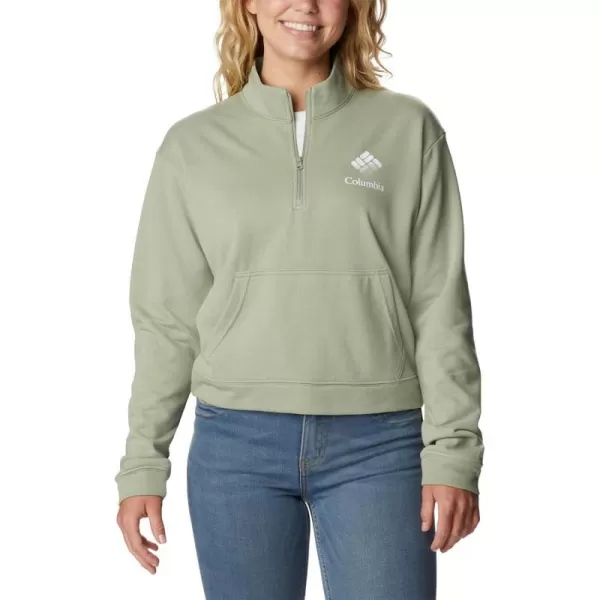 imageColumbia Womens Trek French Terry Half ZipSafariWhite Csc Stacked Logo