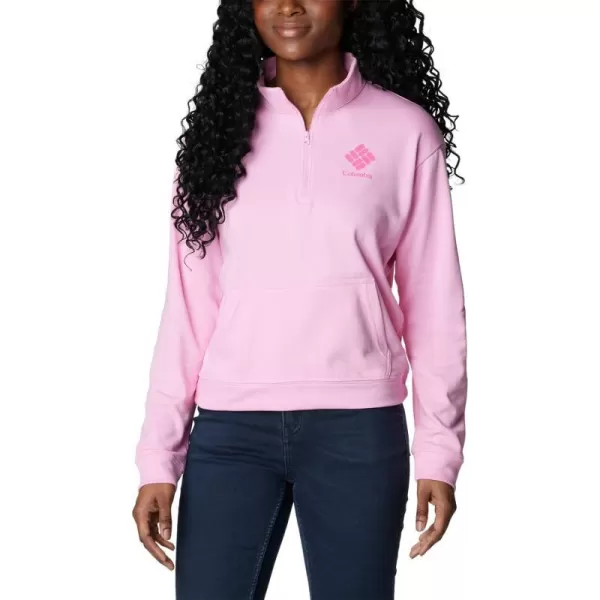 imageColumbia Womens Trek French Terry Half ZipWild RoseWld Grnm Csc Stacked Logo