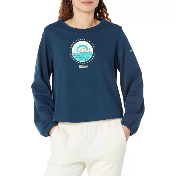 imageColumbia Womens Trek Seasonal Ft Graphic CrewColumbia NavyEstablished Wave