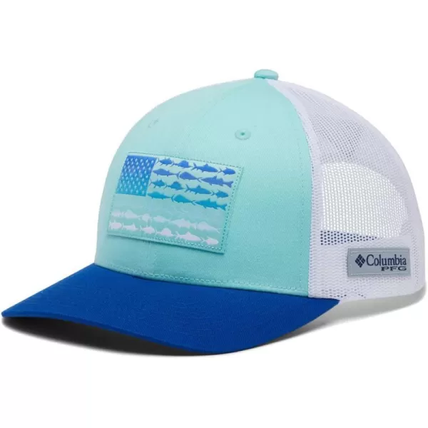 imageColumbia unisexadult Pfg Fish Flag Mesh Snap BackGulf StreamWhiteBlue Macaw