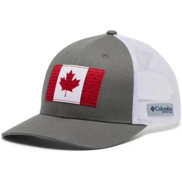 imageColumbia unisexadult Pfg Fish Flag Mesh Snap BackTitaniumCanada Flag