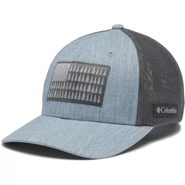 imageColumbia unisexadult Tree Flag Mesh Ball Cap  High CrownBluestone Heather