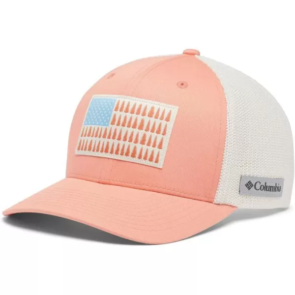 imageColumbia unisexadult Tree Flag Mesh Ball Cap  High CrownSummer PeachChalk