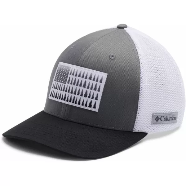 imageColumbia unisexadult Tree Flag Mesh Ball Cap  High CrownTitanium White Black